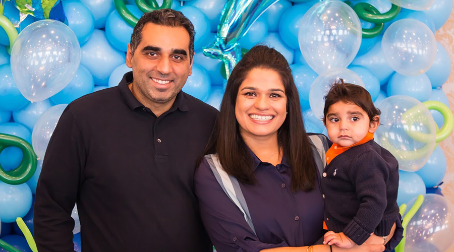female physician, Dr. Vibhuti Chopra with her husband and baby